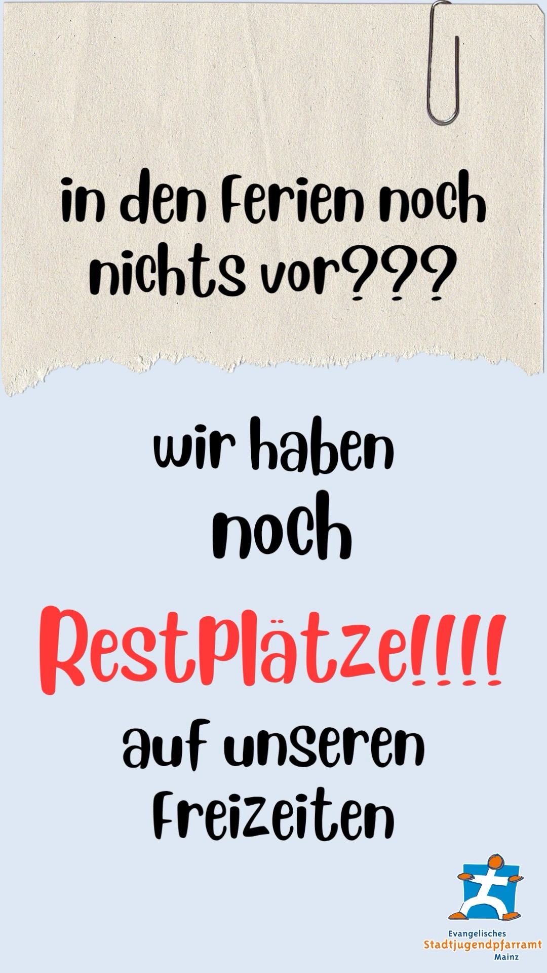 Du hast in den Ferien noch nichts vor? Wir haben noch wenige Restplätze auf unseren Freizeiten! Jetzt anmelden unter: www.sjpa.de/freizeiten
#sjpa #mainz #SJPASOMMER #sommerfreizeiten #evjugend #evjugendmainz #sjpamainz #spaßfuerkinder #SJPA #ferien #freizeiten #ferienfreizeiten